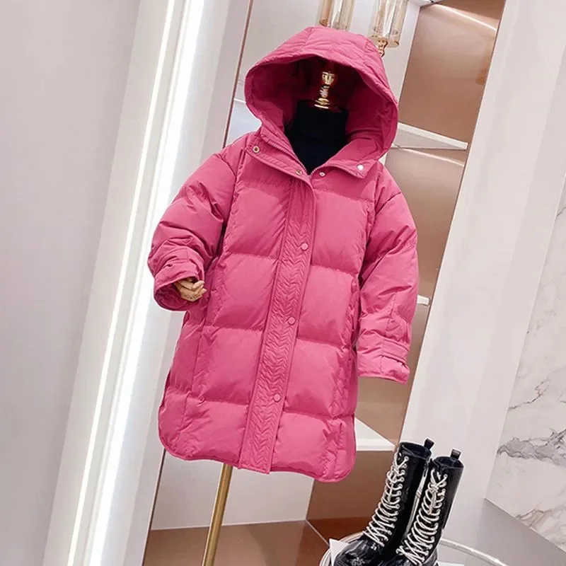 2023 New Winter Jackets For Girls Coat Fashion Long Hooded Outerwear Thicken Warm Children's Clothing CH11