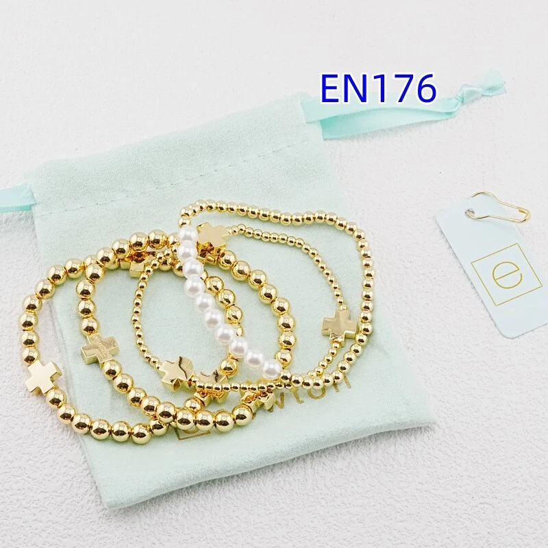 

VKVVA Fashion Jewelry 4pcs Gold-plated Cross and Pearl Bracelet Set for Women Birthday Gifts, Unique Gift