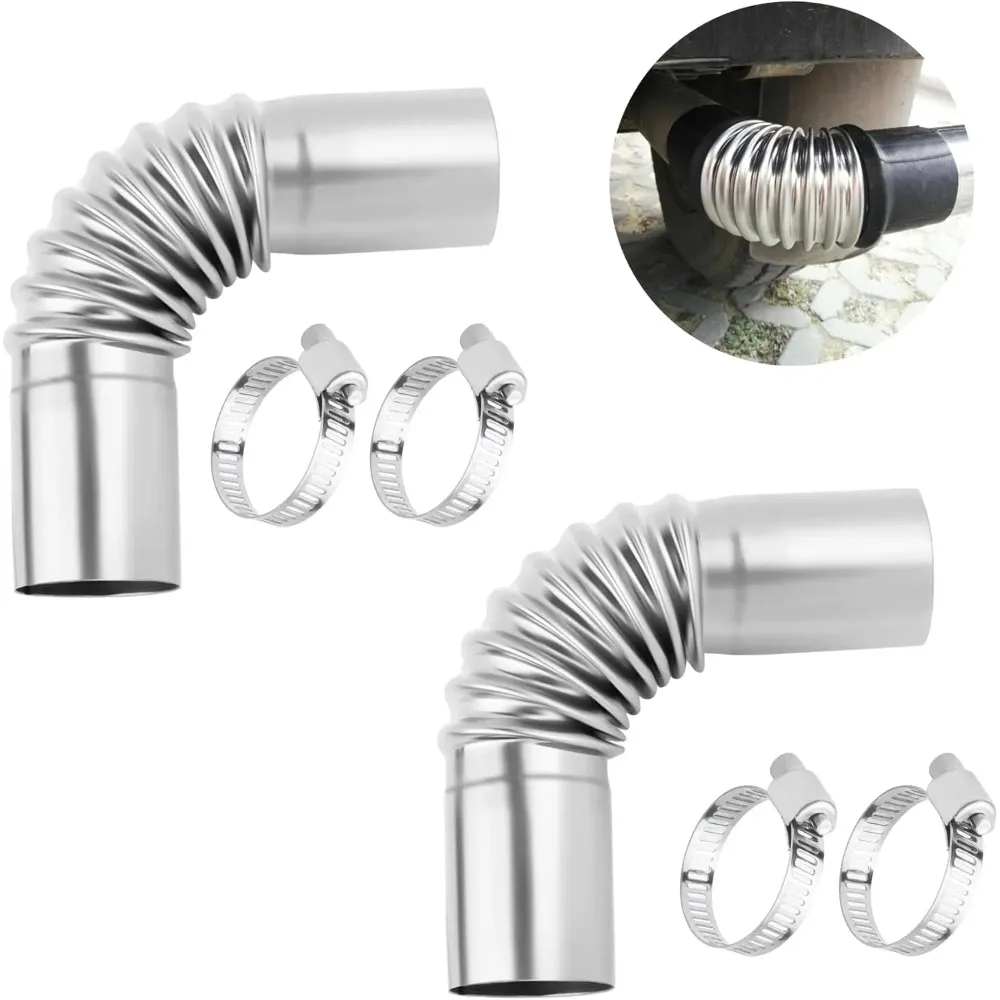 Tubo de escape flexible de acero inoxidable de 24 mm para calentador diésel con abrazaderas, 2 piezas, calentador de 12 V para coche, calentador diésel