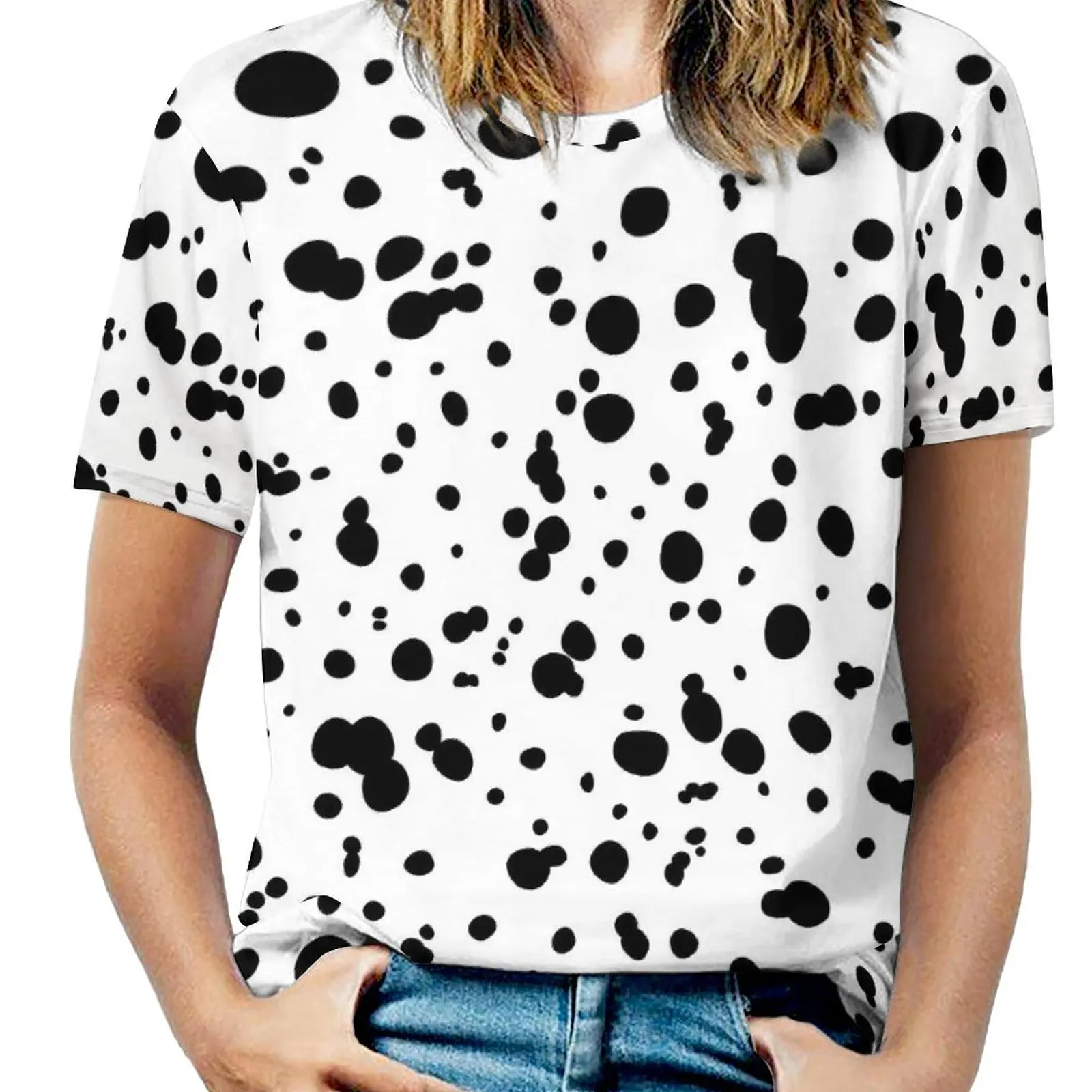 Dalmatian Spot T-Shirt Animal Print Elegant T-Shirts Short Sleeves Simple Tee Shirt Summer Custom Clothing Big Size 4XL 5XL