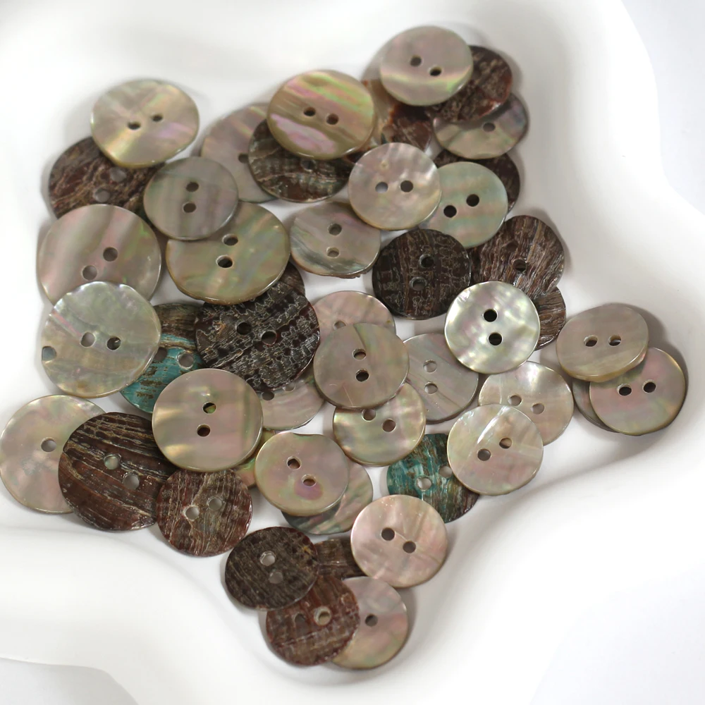 HENGC 9/11/15/20mmNatural Abalone Shell Buttons Mother of Pearl for Clothing Shirt Coat DIY Scrapbooking Handmade Decorations