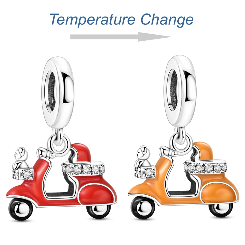 925 Sterling Silver Charms Bead Temperature Sensitive Electric Vehicle Dangle Fit Original Bracelet DIY Women Jewelry Gift
