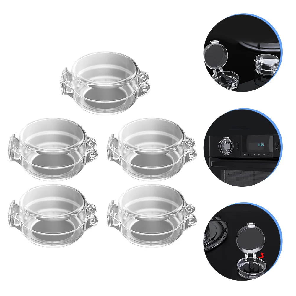 

5pcs Stove Knob Covers for Child Safety Baby Proof Protector Gas Flame Guard Durable Translucent Design Easy Press Buckle Safe