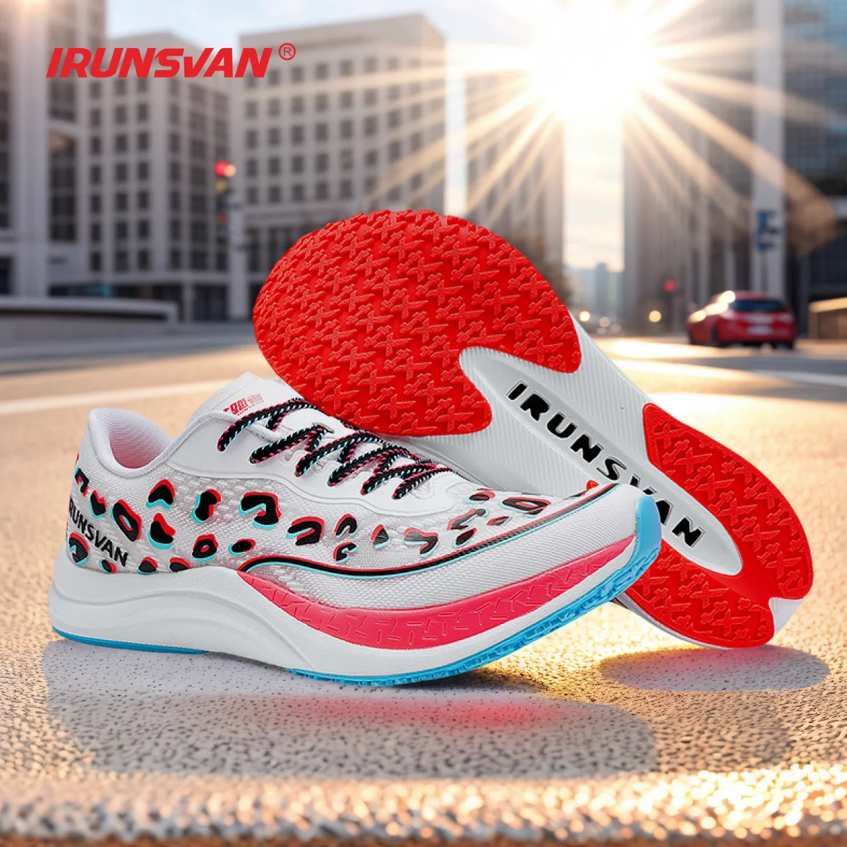 IRUNSVAN GT1.0 carbon plate running shoes men's shock-absorbing soft soled mesh sports shoes running shoes