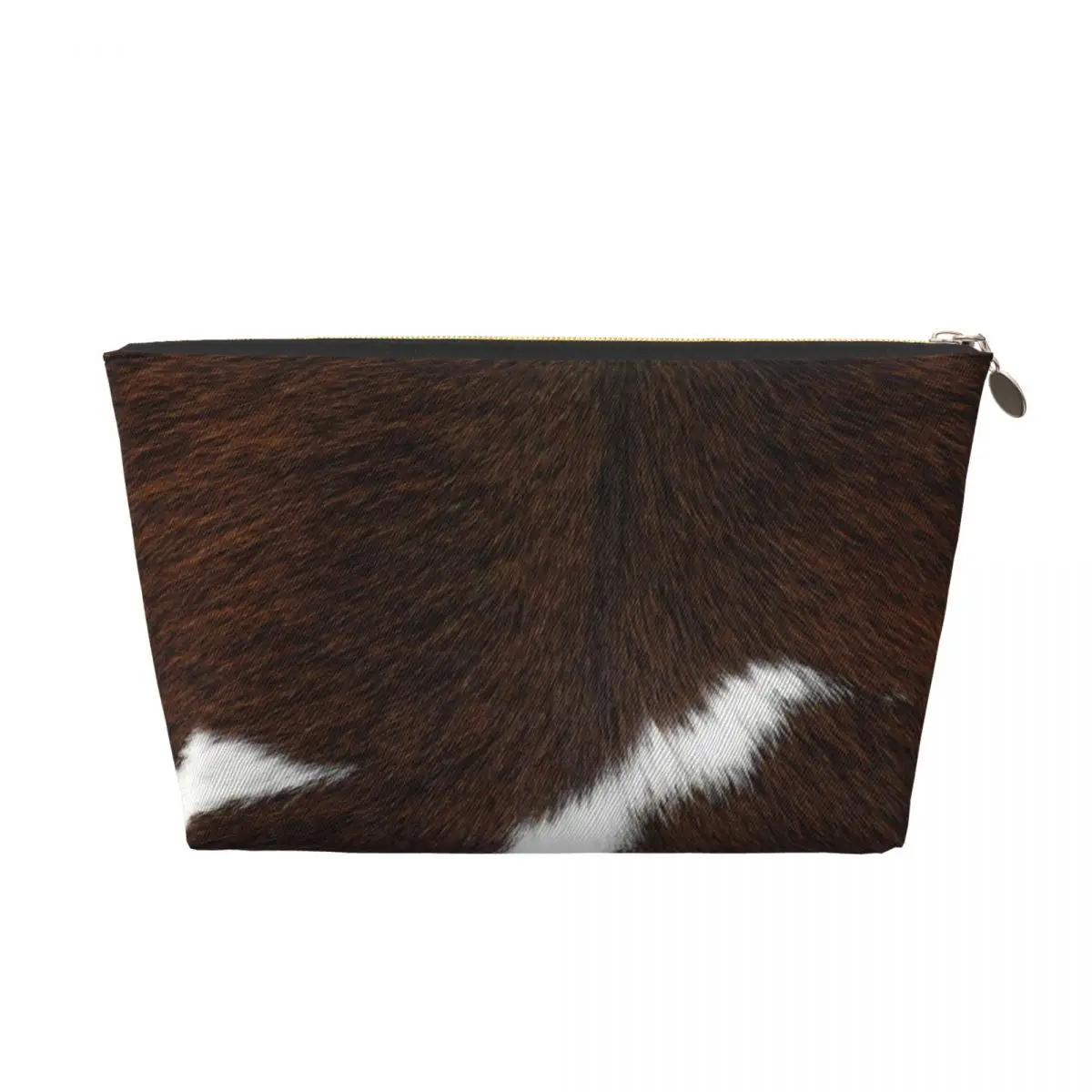 Custom Cow Fur Cowhide Texture Cosmetic Bag Kawaii Large Capacity Animal Skin Leather Makeup Case Beauty Storage Toiletry Bags