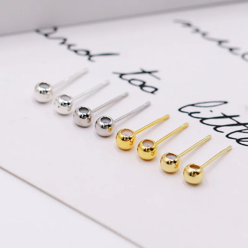 

20pcs Earring Stud Post Findings Silicone Positioning Ball Bead Silver and Gold Color Plated Diy Jewelry Making Accessories