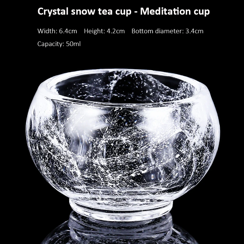 Crystal Glass Snowflake Tea Cup Heat-resistant Thickened Glazed Tea Cup Master Cup Personal Kung Fu Tea Set Creative Gift Cup