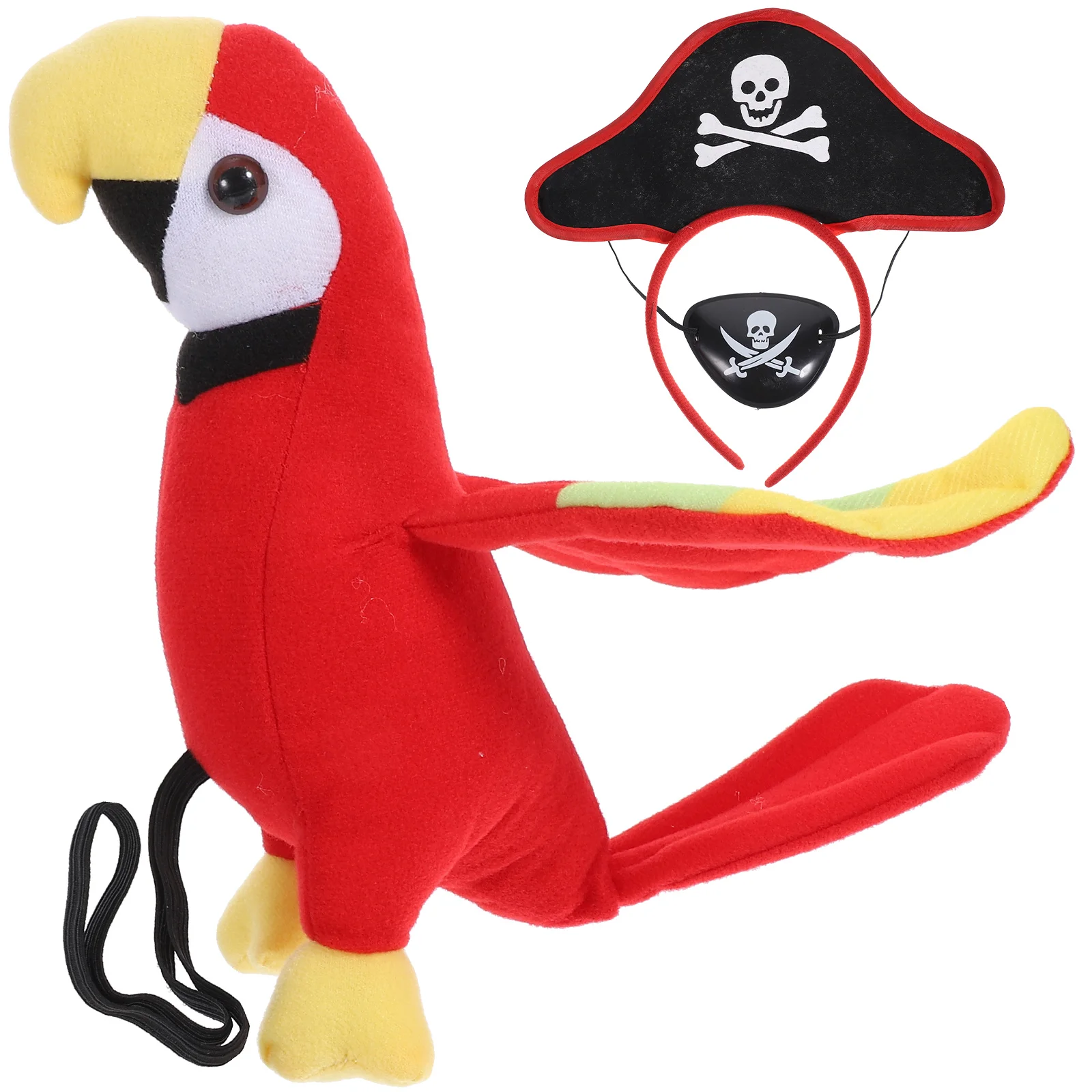 Stuffed Parrot Safe Pirate Costume Plush Bird Toy Animal Decorate Masquerade Party Accessories Stage Show Props