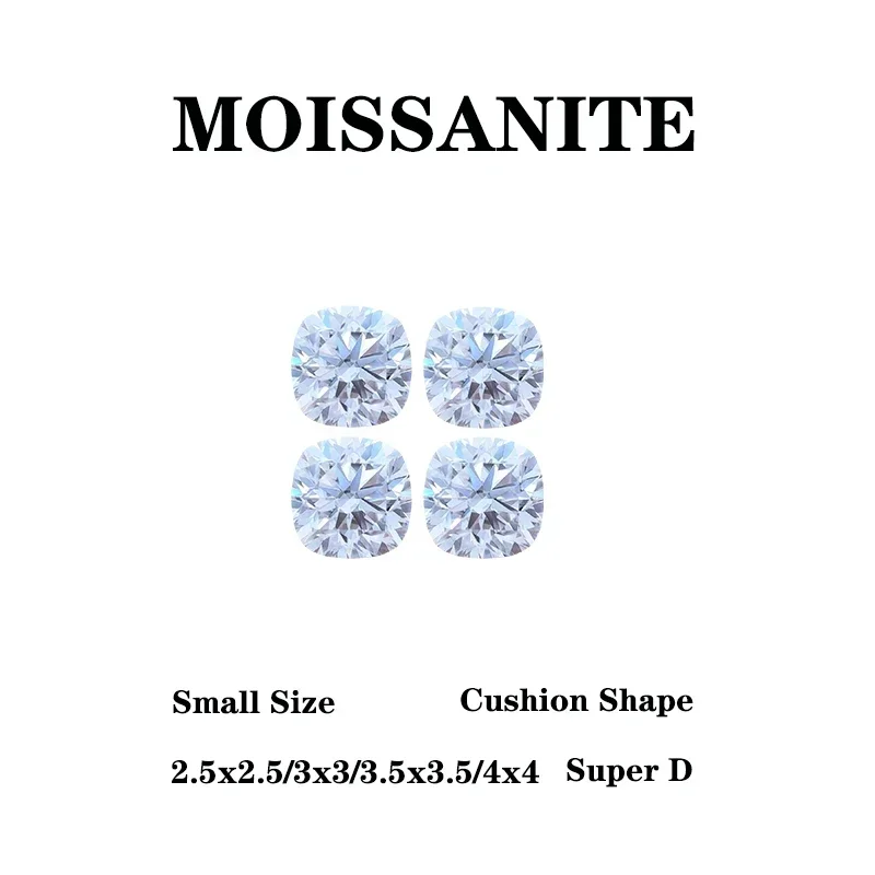 

Moissanite Stone Super White D Color VVS1 Cushion Shape Small Size DIY Advanced Jewelry Making Materials Charms Gemstone