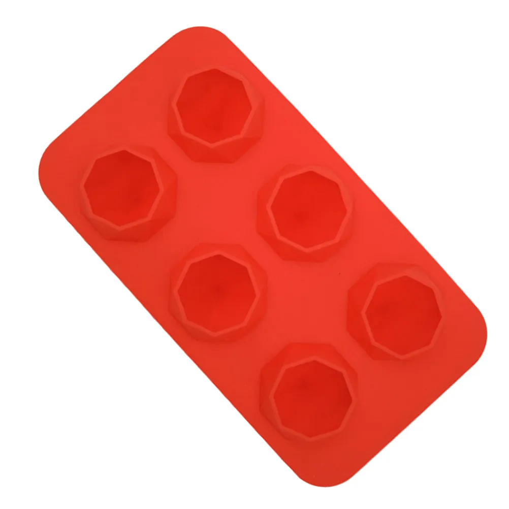6 Lattices Diamond Shape Silicone Ice Cube Mold Easy Clean Ice Maker for Whiskey Coffee Jelly Chocolate Candy Tray Dark Blue
