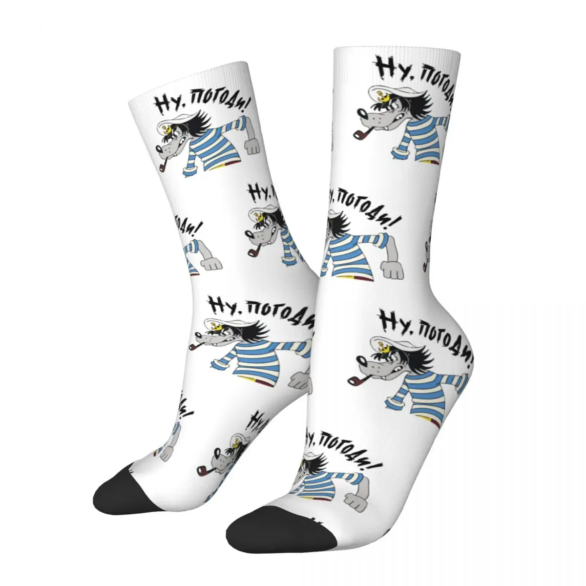 

Happy Funny Male Men Socks Harajuku Nu Pogodi Wolf Sock Russian Graphic Women's Socks Spring Summer Autumn Winter