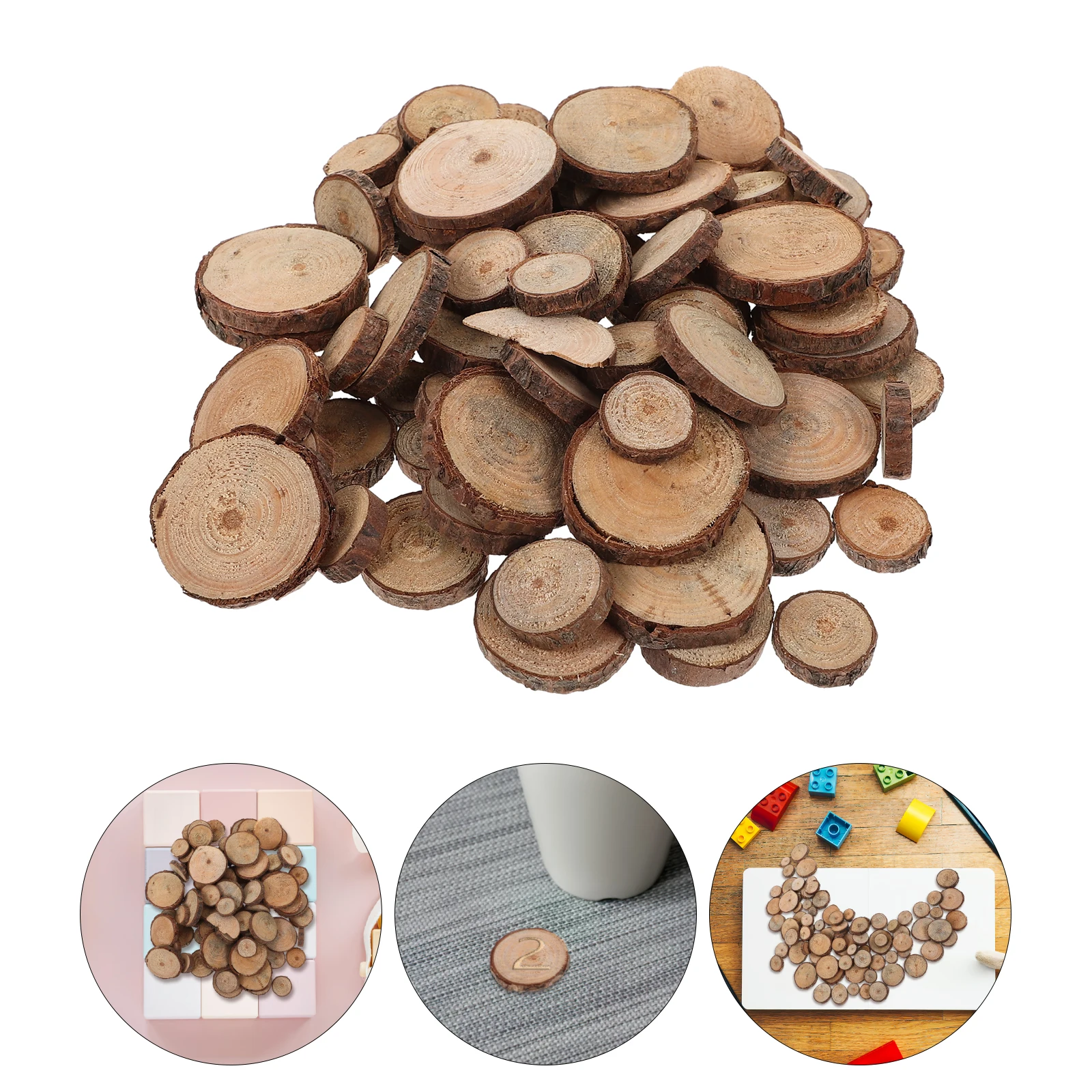 

100pcs Round Wood Piece Prop DIY Craft Material Wedding Table Number Decor Photo Props Wood Photography Crafts