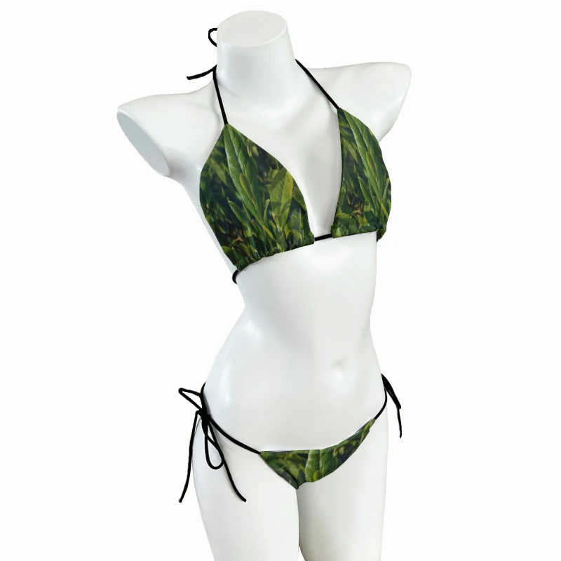 Chá de Ano Novo Chinês Padrão Biquíni Set, Cintura Baixa Halter das mulheres, Sexy Swimsuit Impresso, Interessante Praia Surf Férias