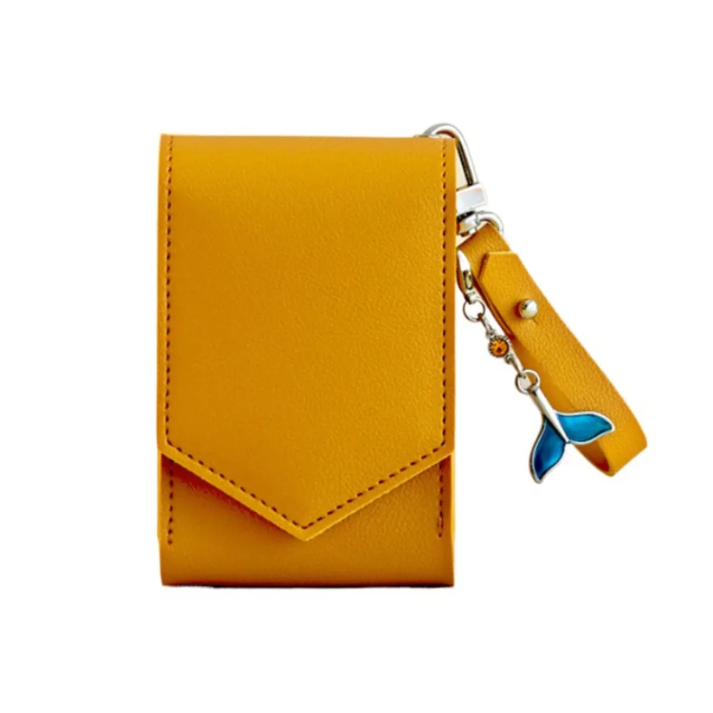 

Portable PU Leather Lipstick Bag Solid Color Mini Makeup Bag with Mirror Lipstick Pouch