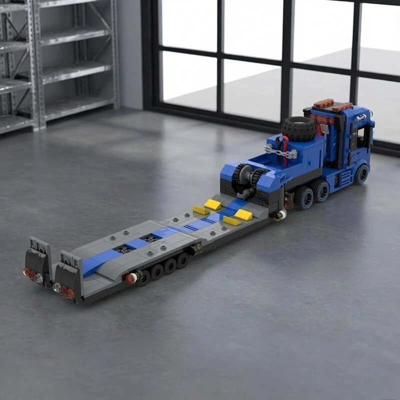 creative-blue-flat-trailer-high-difficulty-heavy-truck-moc-building-block-model-adult-puzzle-assembly-toy-birthday-gift-ornament