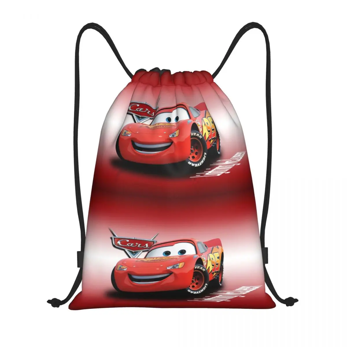 Custom Lighting McQueen Drawstring Backpack Sports Gym Bag for Men Women Cartoon Shopping Sackpack