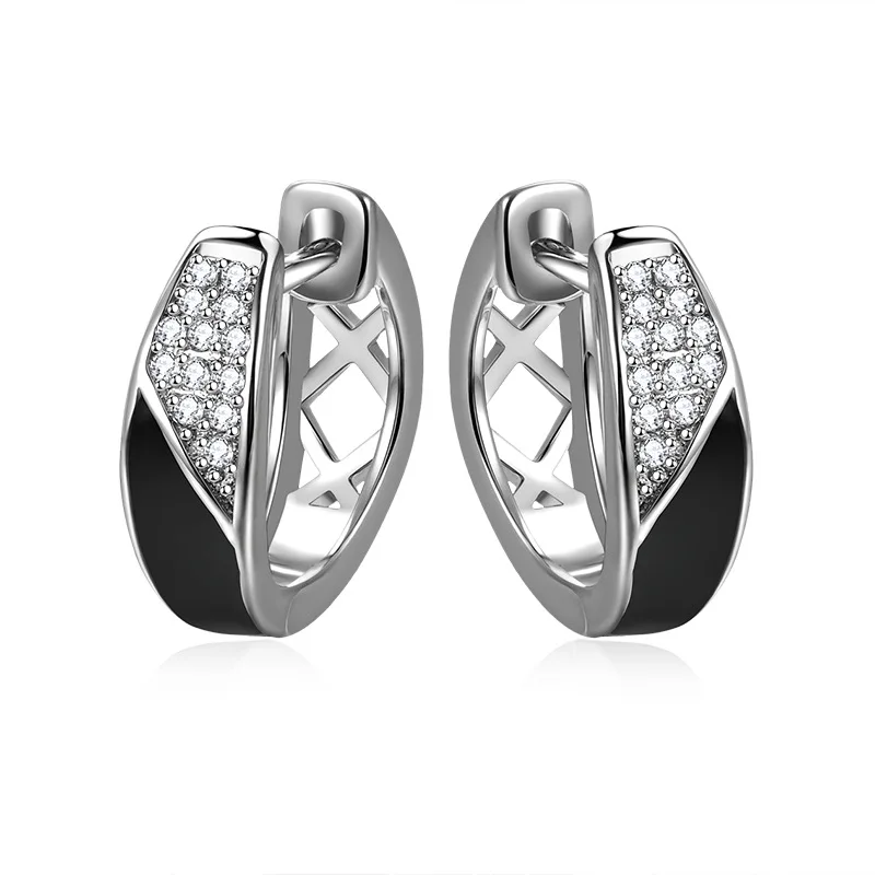 925 Sterling Silver Earrings Channel Cubic Zirconia Silver Stud Earrings for Women Sterling Silver Jewelry  ear cuff - view 5