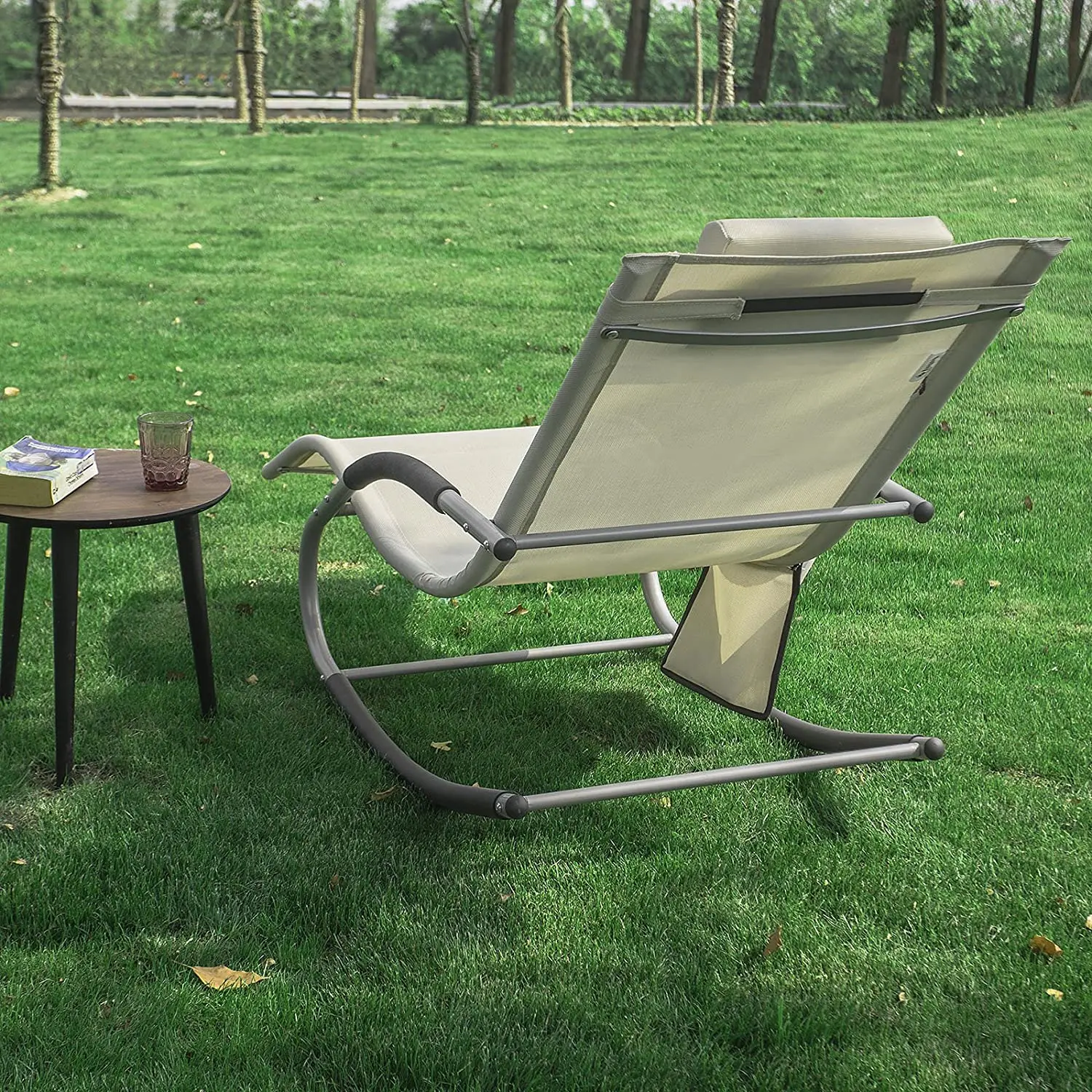 

Custom Hot Sale Top Quality Tony Garden Outdoor Patio Rocking Lounge Chair Orbital Zero Gravity Good Leisure Fabric Iron Metal F