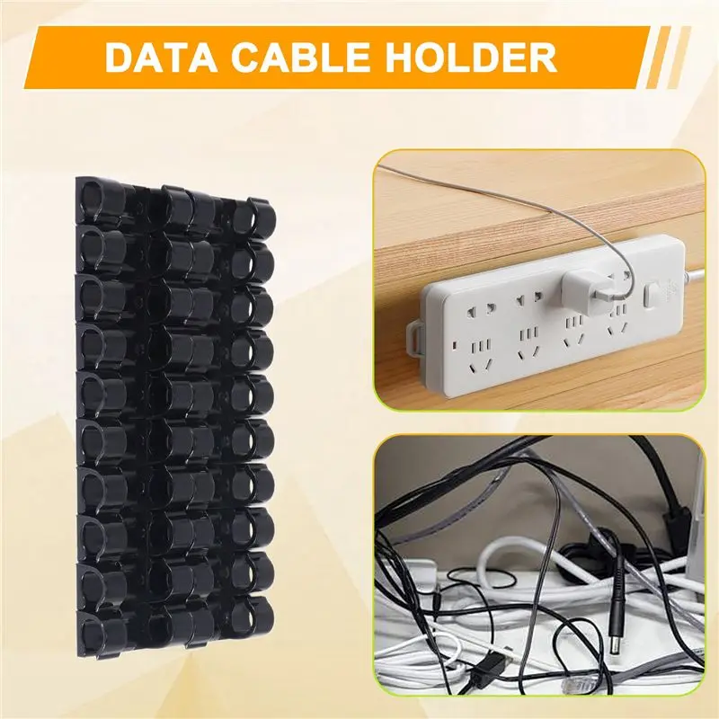 A36T-20Pcs/Lot Wire Fixing Clamp Clip Desktop Wire Clear Up Clips Holder Clamps Cable Clip Device USB Cord Clips Holder Organise
