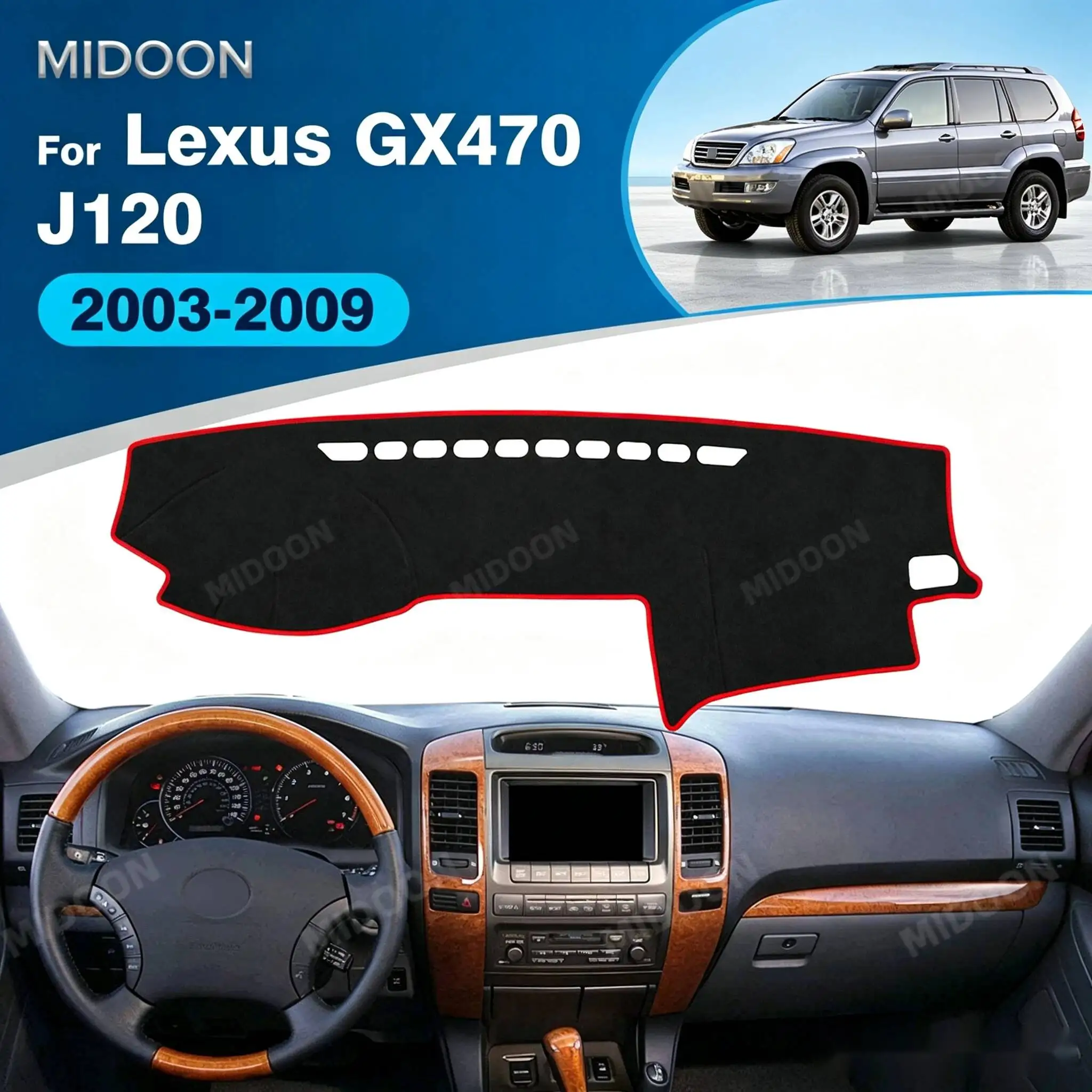 Car Dashboard Cover For Lexus GX470 J120 2003-2009 Anti-UV Non-Slip Dash Mat Carpet Protector Interior Accessories