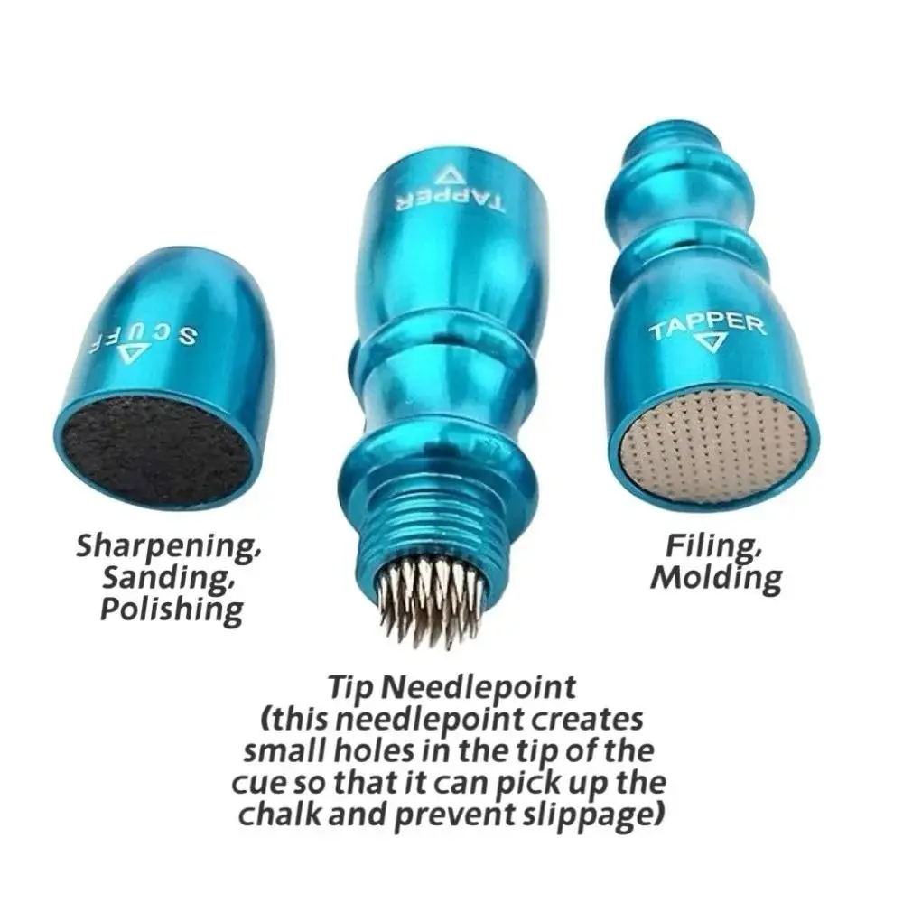 Durable 3 in 1 Cue Tip Shaper Multifunctional Professional Tip Trim Tool Colorful Shaper Aerator Tapper Billiard Accessories