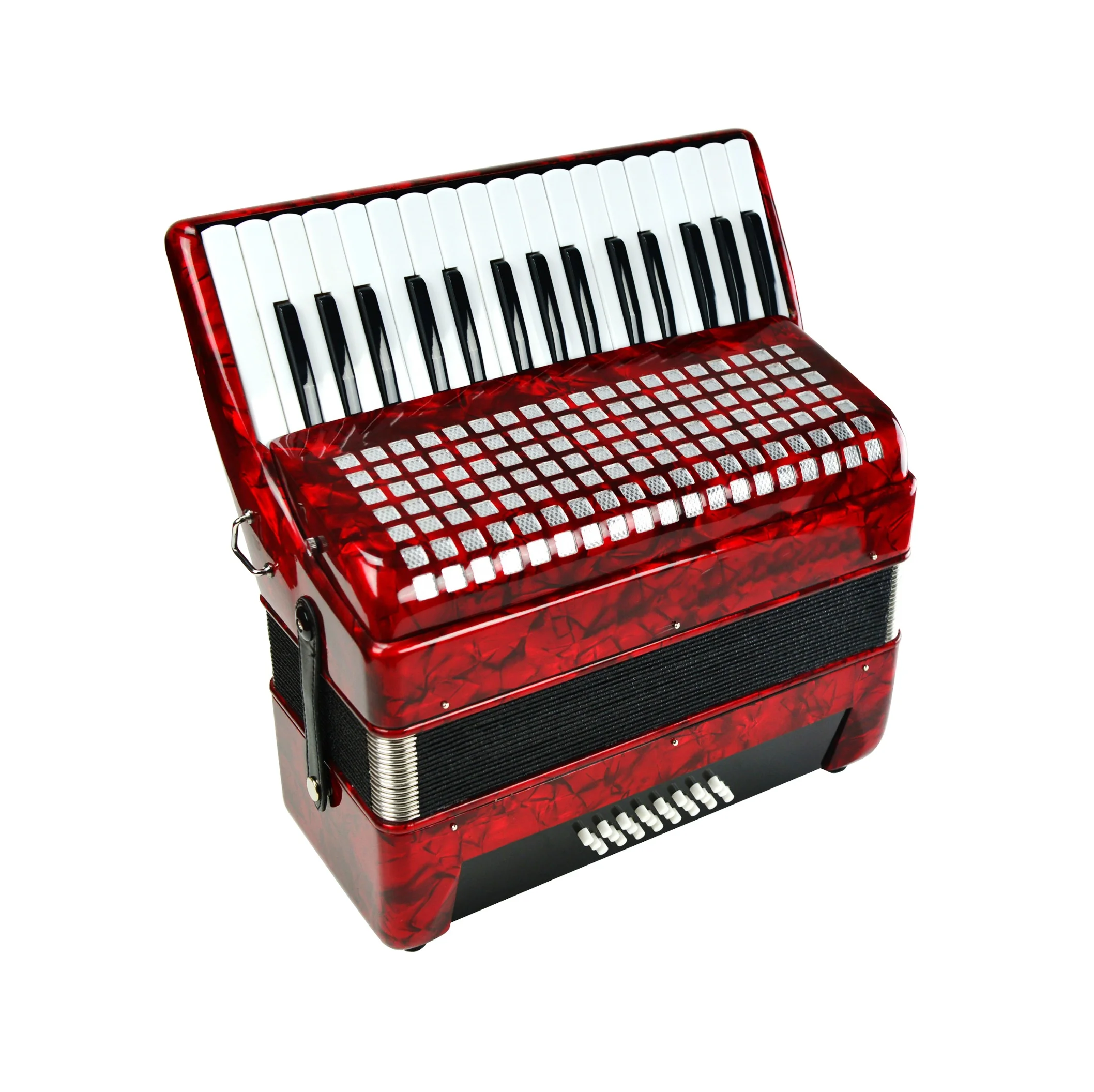 OME Professional 32 Keys 24 Bass Chromatic Accordion JP3224 Red Celluloid Wood Instrument Piano Keyboard Configuration