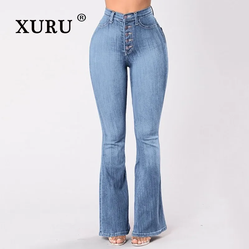 

XURU - New Women's High Waisted Elastic Jeans, Y2k Clothing Wide Leg Long Jeans, Men's Pants