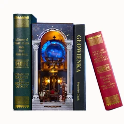 DIY Wooden Book Nook The Secret Scroll Of The Galaxy Figurines Miniatures Bookend Handmade Bookshelf Gifts Home Decor Crafts
