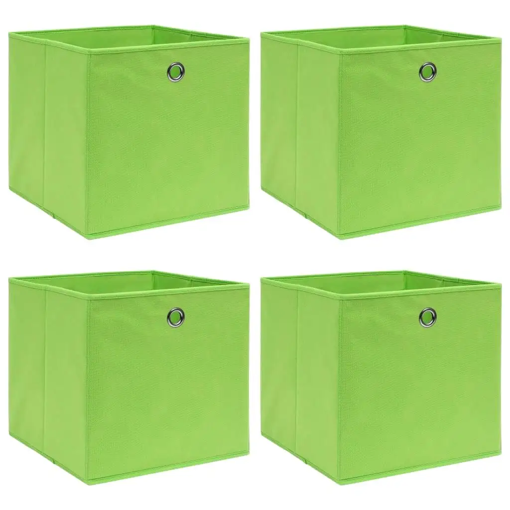 4-Pack Green Fabric Storage Boxes 32x32x32 cm - Perfect for Organizing & Decluttering