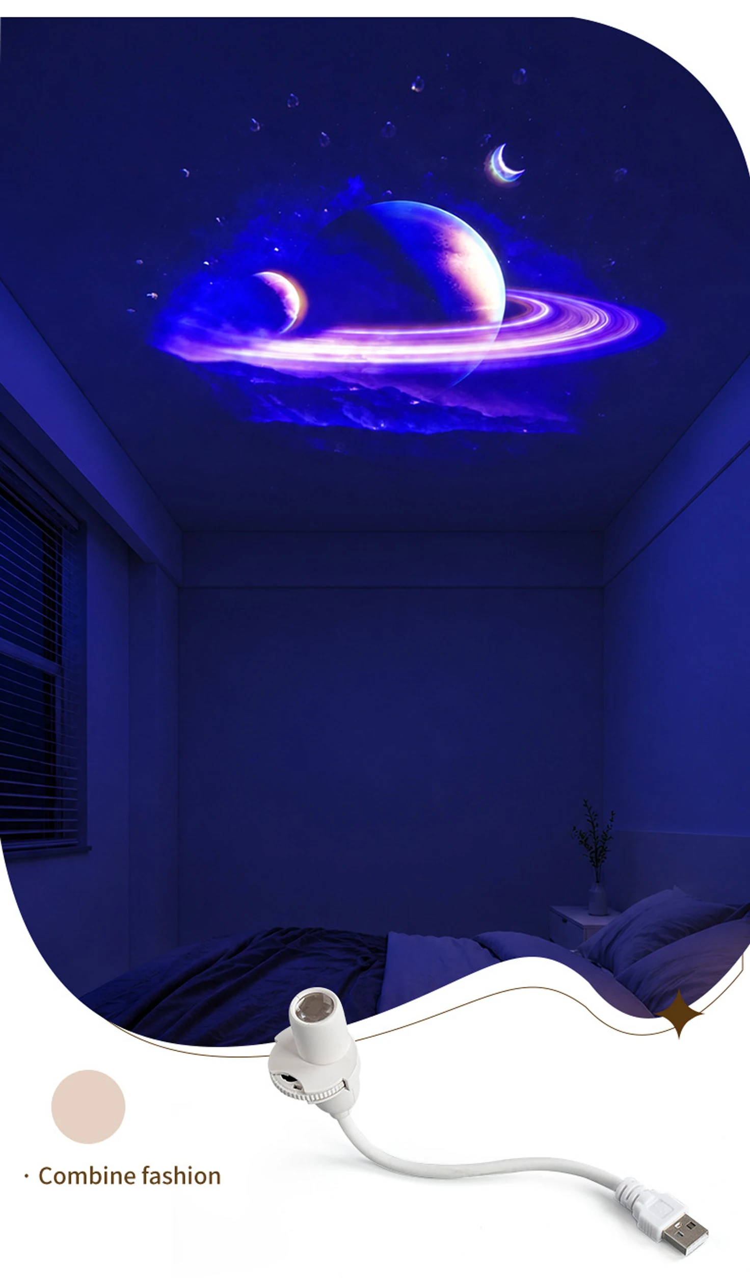 Mini USB Galaxy Star Projector Night Light 5/10/15 Patterns Clear Image With Film Starry Sky Ambient Light For Bedroom Car Decor