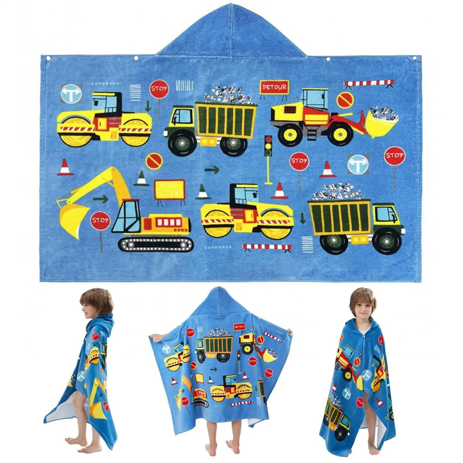 

Kids Towel Toddler Hooded Towel With Vehicle Design 50x30 Inch Soft Absorbent Blanket Wrap Cover For Swim Shower Pool Travel Boy