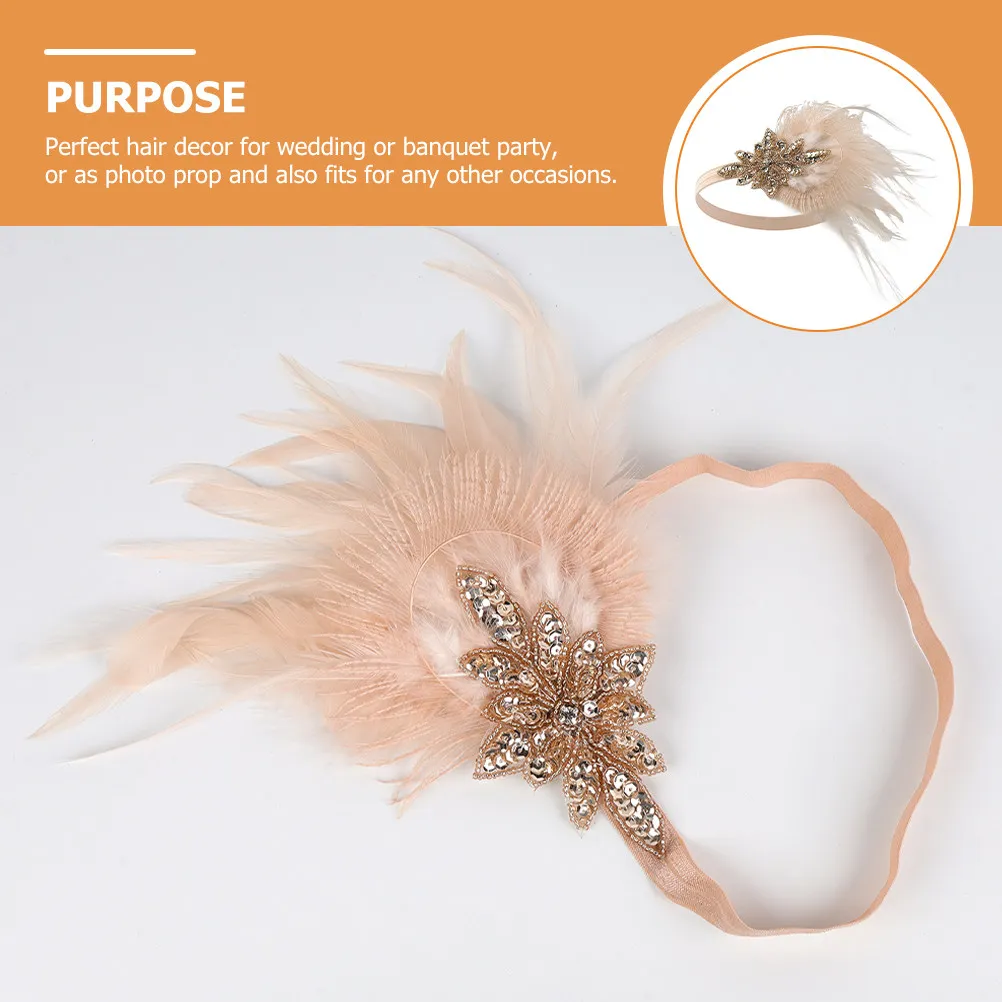 1920s Flapper Headband for Women – Elegant Faux Feather Headpiece for Wedding, Ball, Photo Prop & Roaring Twenties Party