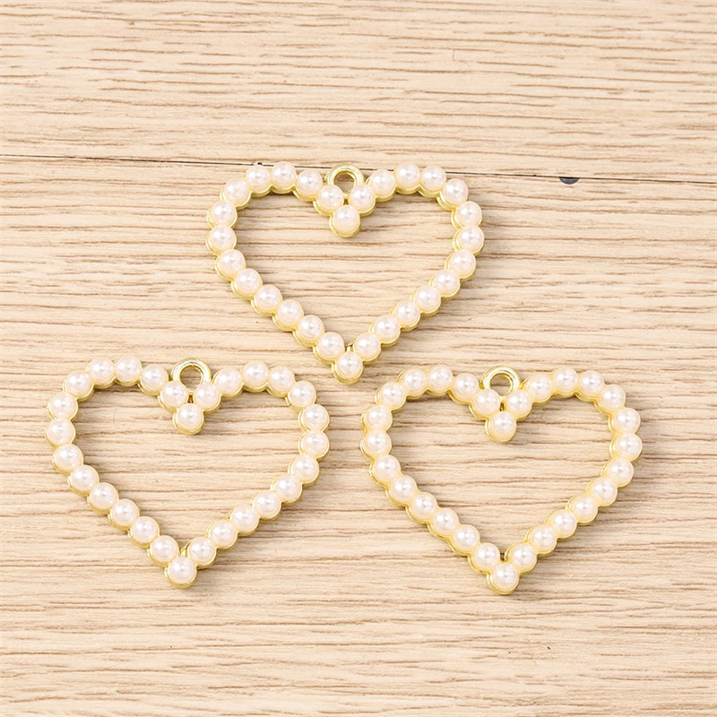 10 Stück 32x26mm Elegante Kristallperlen-Hohle-Herzanhänger für Schmuckherstellung, Ohrringe, Halsketten, DIY-Bastelbedarf – Detail 4