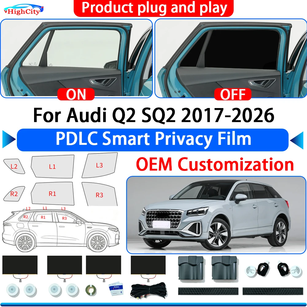 For Audi Q2 SQ2 2017-2026 OEM Switchable Electric Smart Privacy Film Polymer Dispersed Liquid Crystal Film Window Solar film