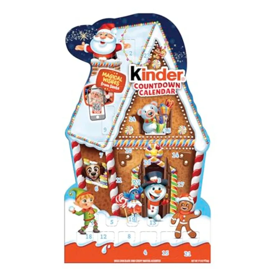 Calendario de Adviento Kinder Holiday 2025 con 24 caramelos de chocolate envueltos individualmente para regalo navideño perfecto para familias 6