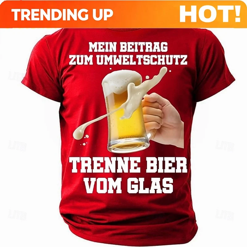 Customization 3D Printed Beer Toast T Shirt For Men Funny Colorful Pattern T-Shirts Summer Round Neck Kids Short Sleeve Tees Fas