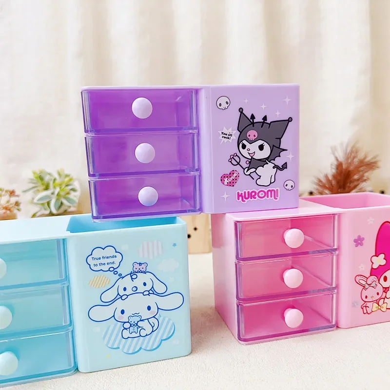 

Cinnamoroll My Melody Anime Kawaii Sanrio Desktop Storage Box Cute Kuromi Stationery Organizer Pen Holder Jewelry Case Kids Gift