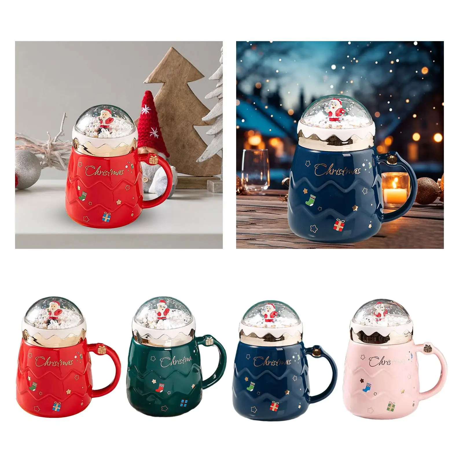Ceramic Christmas Mug Xmas Mug Decorative Cartoon Tabletop Drinkware Beverage Drinking Mug Santa Claus Mug for Boys Girls