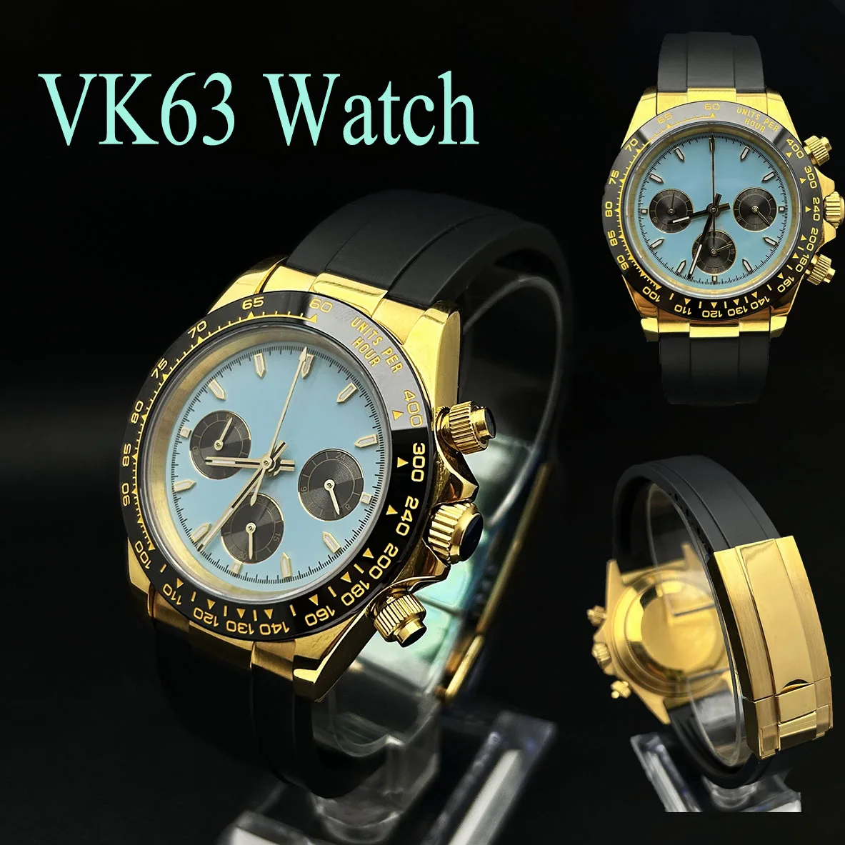 VK63 watch men's chronograph quartz movement stainless steel men's watch custom logo sapphire glass VK63 movement watch