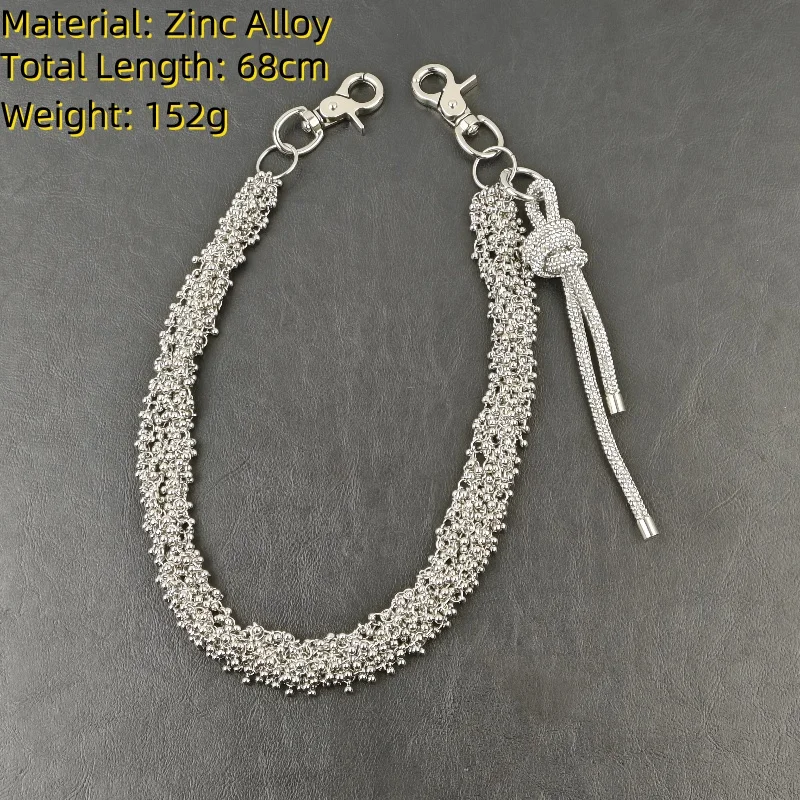 Original Rhinestone Knot Pendant Punk Pants Chain Fashionable Men And Women One\'s Waist Light Luxury Accessories Hip Hop Jewelry