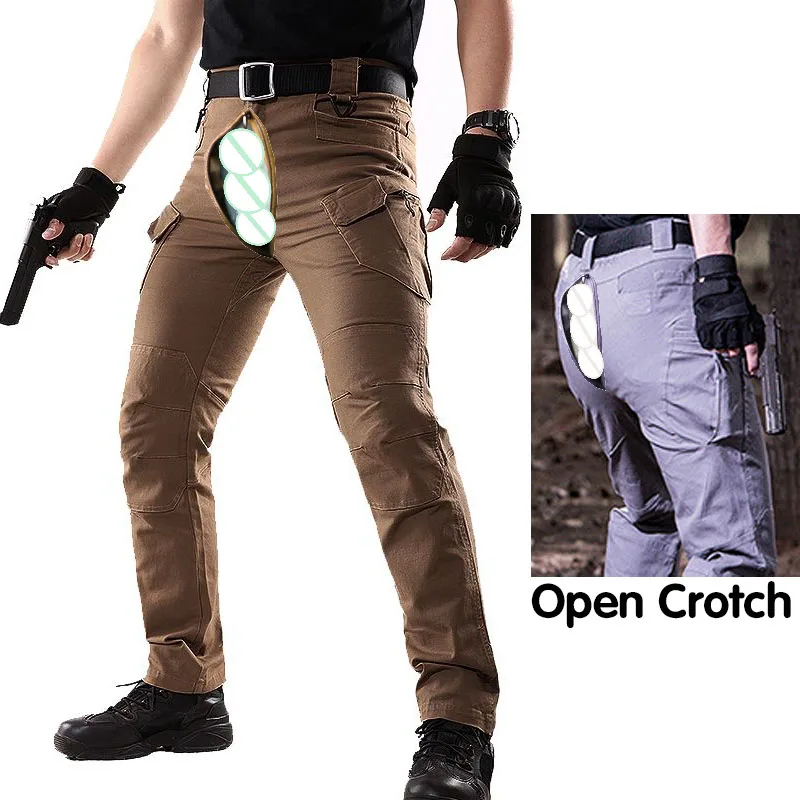 

Outdoor Crotch Urban Tactical Trousers Men Sex Pants Stretch Multi-pocket Training Baggy Casual Streetwear Mens Cargo Sweatpants