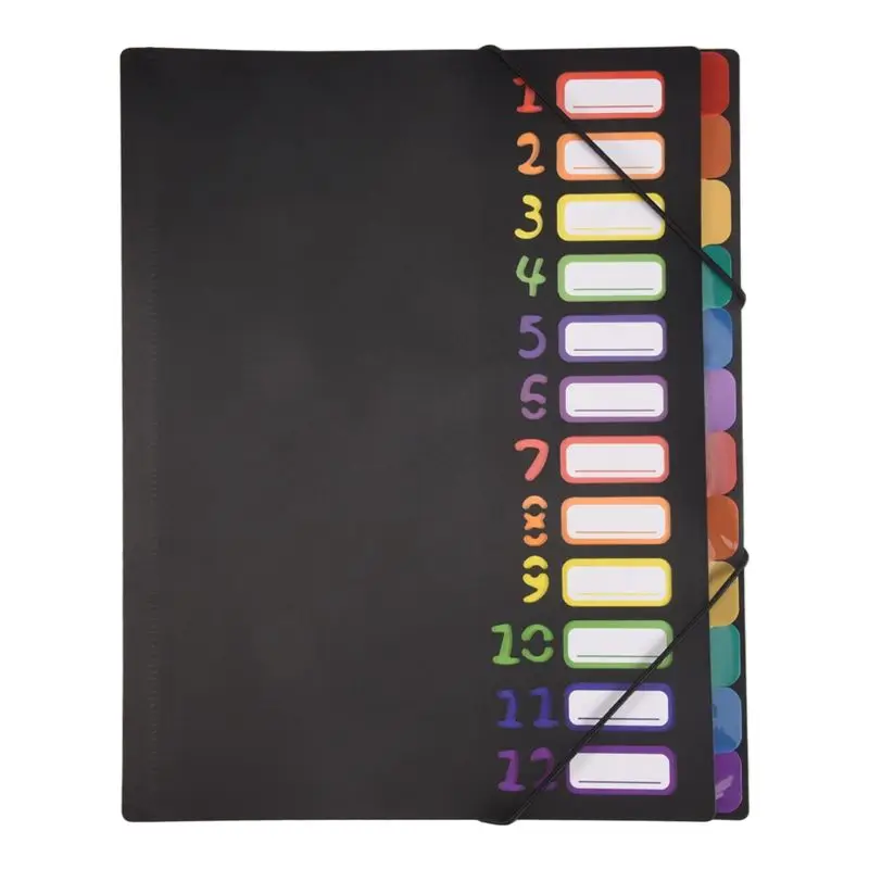 A98E-24 Clear Pocket Expanding File Folder 12 Colored Tabs,Holds 300 Sheets, File Organizer,Numbered Index On Cover