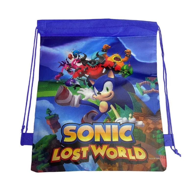 Sonic The Hedgehog Theme Non-woven Bag Fabric Backpack Child Travel School Bag Decoration Mochila Drawstring Gift Bag