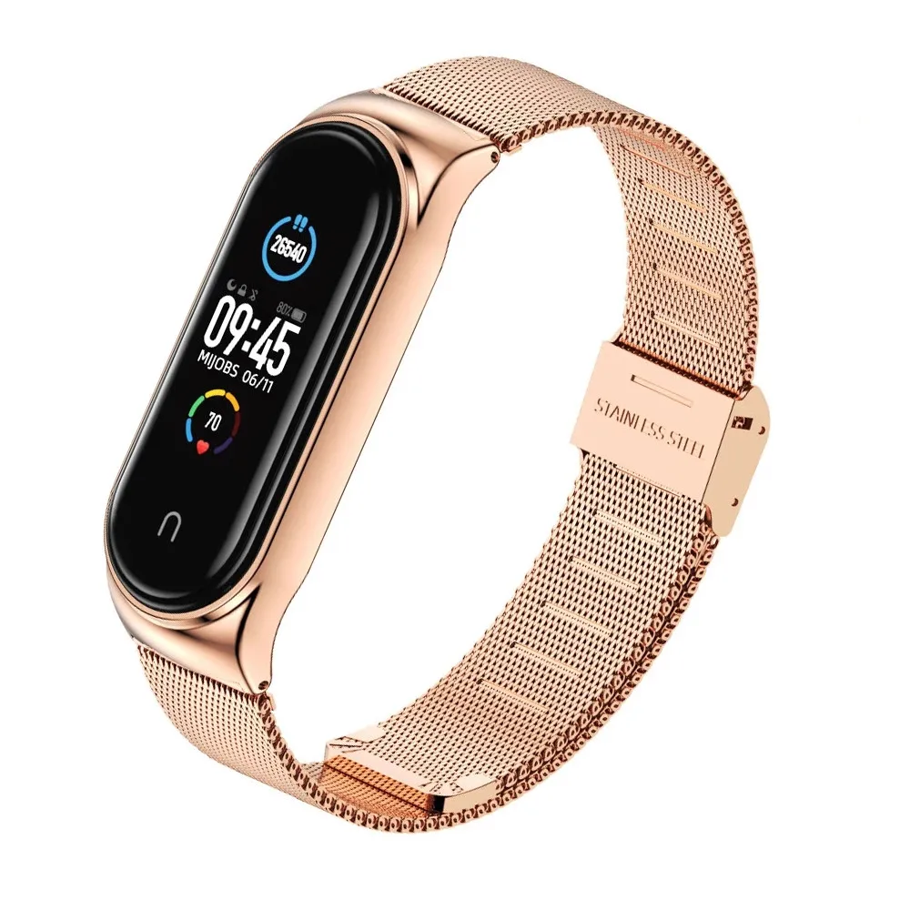 For Amazfit Band 5 Strap Wrist Metal Bracelet Screwless Stainless Steel MIband for Mi Band 5 6 Strap Wristbands Pulseira