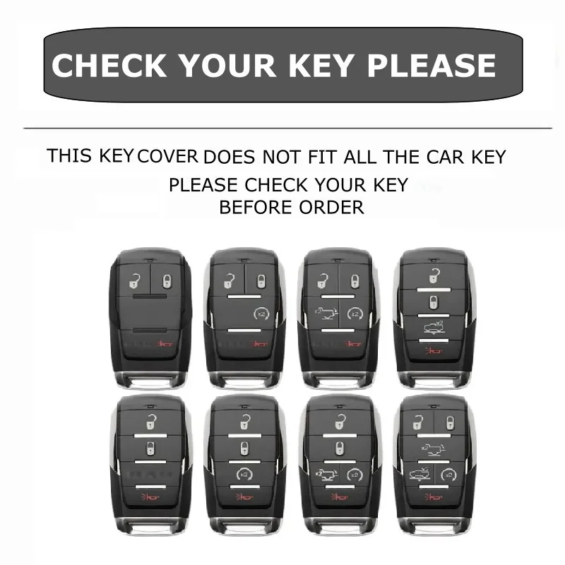Fashion Leather Car Key Cover Fob Case Shell for Dodge Ram 1500 Pickup TRX Rebel Ram 2500 3500 4500 5500 2019 2020 2021 view 2