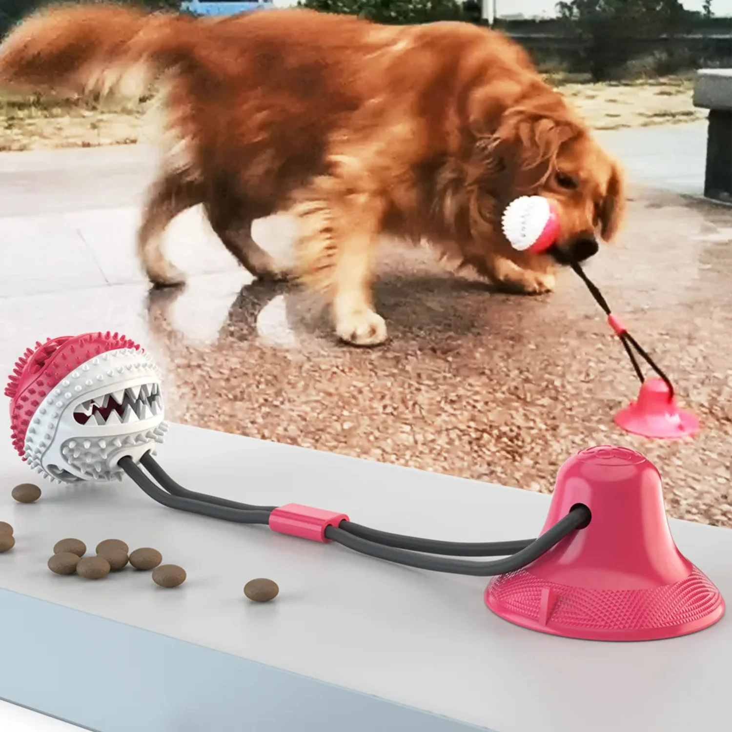 Interactive Silicon Suction Cup Dog Ball - IQ Training Chew Toy for Pet Dogs, Toothbrush Tooth Cleaning, Healthy Material Puppy
