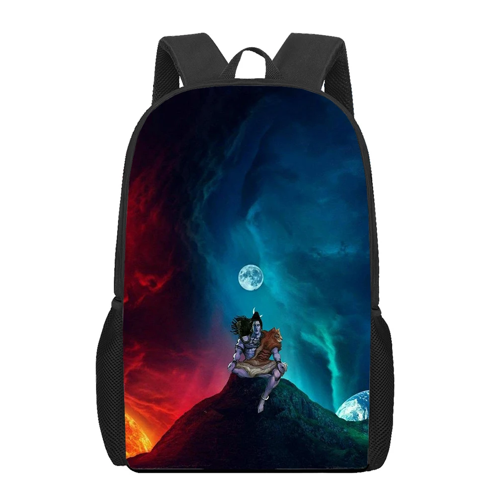 Shiva-mochila con estampado religioso para hombre y mujer, morral informal de almacenamiento para libros, morral de viaje para adolescentes