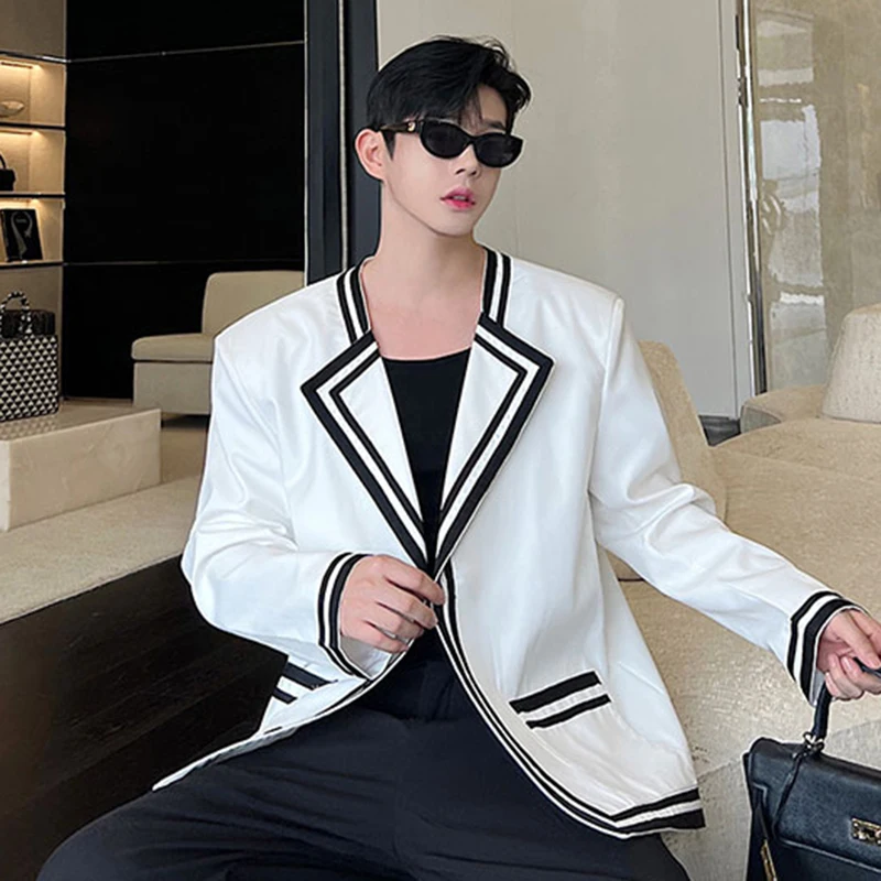 IEFB Slim Men\'s Blazers Fashion Korean Style Male Clothing Contrast Color Suit Coat 2023 New Elgance Man Jackets Autumn 9C2160