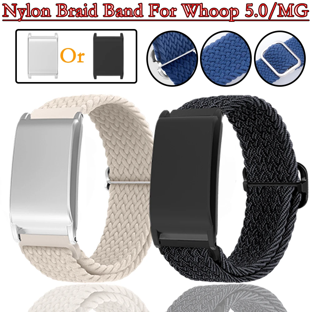 Marco protector de PC + correa de nailon para pulsera elástica ajustable Whoop 5,0/MG para marco Whoop MG/5,0/4,0 + correa de nailon, 2 uds.
