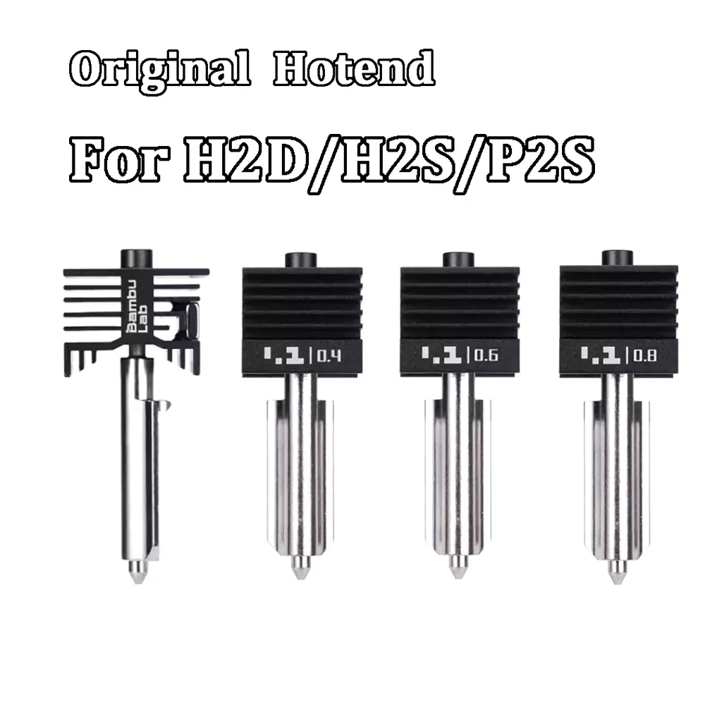 Original P2S Hotend For Bambu Lab H2S H2D Hotend Hardened steel 0.2/0.4/0.6/0.8mm Stain steel Hotend For Bambu lab P2S Printer